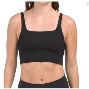 Spanx Ponte Square Neck Crop Top - Black - Size XS